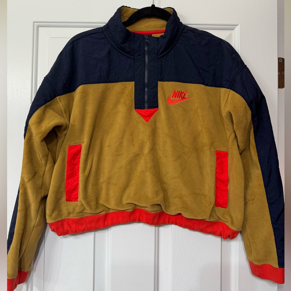 Nike Women‎ Color Block Fleece Quarter Zip Pullover Sweatshirt Jogger Pants Set - Picture 2 of 4